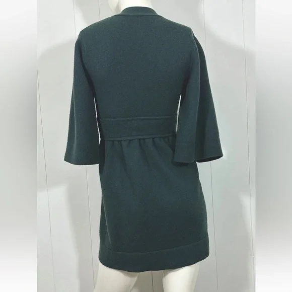 VTG UNITED COLORS of BENETTON emerald green wool open cardigan robe sz M - italy - Picture 5 of 8